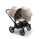 Súrodenecký kočík BUGABOO Donkey 5 Duo Black striešky, set textílií DESERT TAUPE