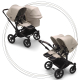 Súrodenecký kočík BUGABOO Donkey 5 Duo Black striešky, set textílií DESERT TAUPE