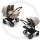 Kočík pre dvojičky BUGABOO Donkey 5 Twin Podvozok Black striešky, set textílií DESERT TAUPE