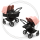 Kočík pre dvojičky BUGABOO Donkey 5 Twin Podvozok Black striešky, set textílií MIDNIGHT BLACK strieška