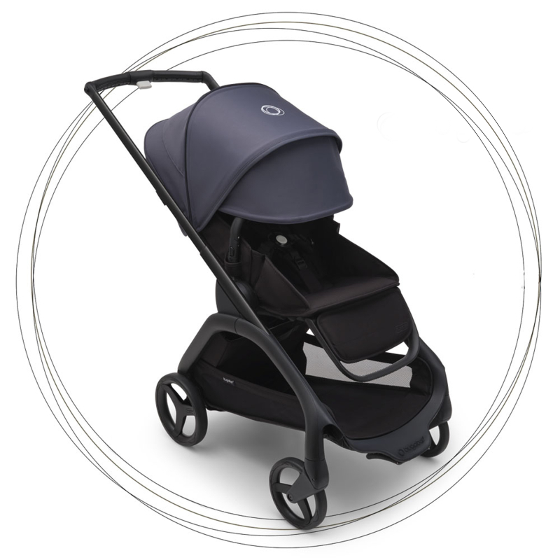 Bugaboo Dragonfly športový kočík BLACK/MIDNIGHT BLACK strieška STORMY BLUE