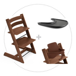 Set STOKKE Tripp Trapp Jedálenská stolička Oak Warm Brown, Baby set Oak Warm Brown, Pultík Black