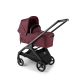 2 kombinácia BUGABOO Dragonfly - BLACK / DARK CHERRY strieška DARK CHERRY, hlboká vanička DARK CHERRY