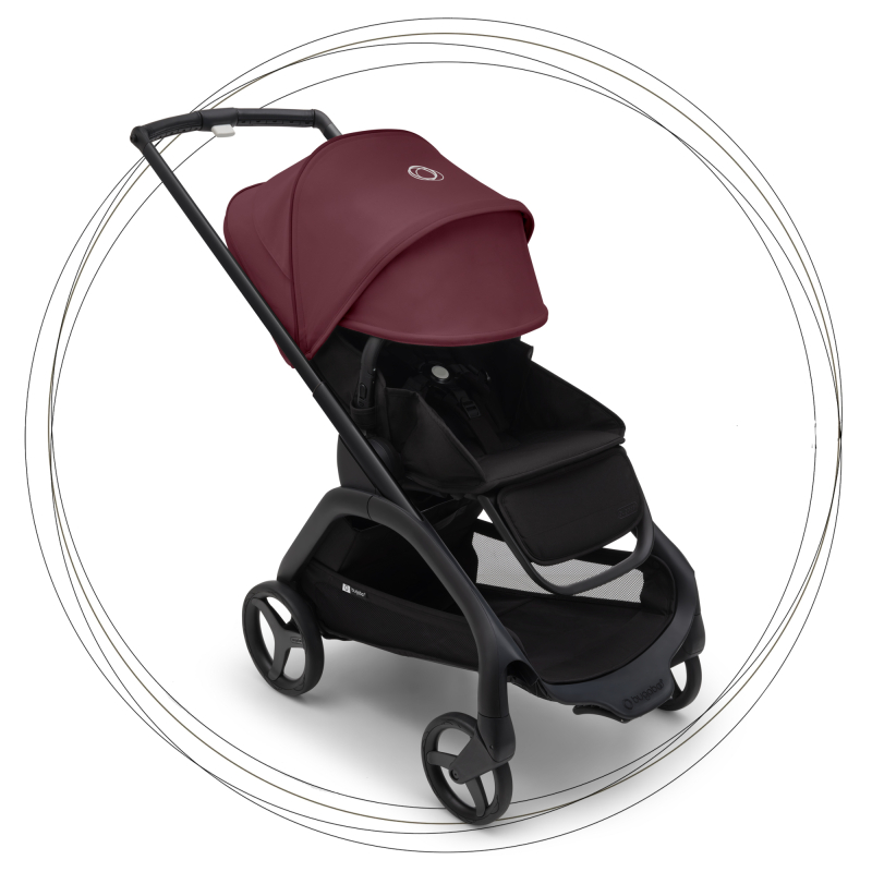 Bugaboo Dragonfly športový kočík BLACK/MIDNIGHT BLACK strieška DARK CHERRY