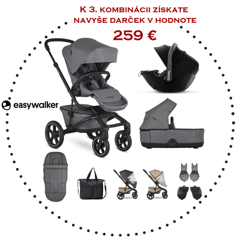 EASYWALKER Jimmey s 3XL príslušenstvom Iris Grey