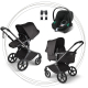 BUGABOO Fox 5 Noir Limitovaná edícia - Black Moonlight + Autosedačka Cybex Aton B2 + adaptéry