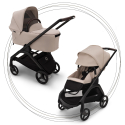 2 kombinácia BUGABOO Dragonfly - BLACK/ DESERT TAUPE strieška DESERT TAUPE hlboká vanička DESERT TAUPE